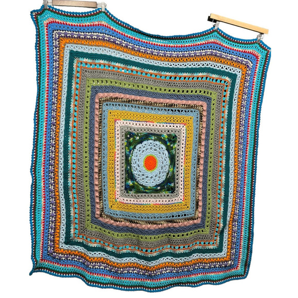 Vintage granny Knit Blanket - Picture 2 of 10